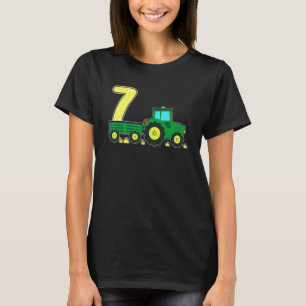 T-shirt Tracteur de ferme verte de 7 ans fête d'anniversai