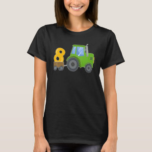 T-shirt Tracteur de ferme verte de 8 ans fête d'anniversai
