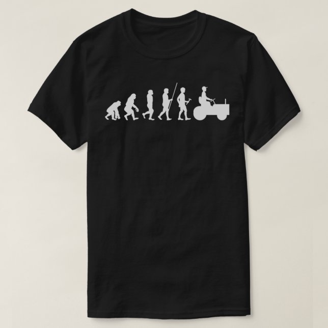 T-shirt Tracteur de jardin Évolution humaine Funky Pelouse (Design devant)