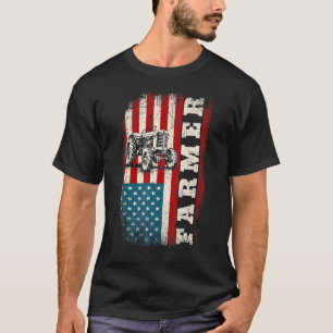 T-shirt Tracteur Drapeau Américain vintage en détresse Pat