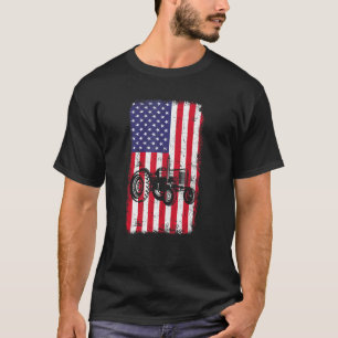 T-shirt Tracteur Drapeau États-Unis Ferme Récolte Agricult