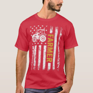 T-shirt Tracteur Drapeau vintage américain Patriotic Farme