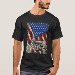 T-shirt Tracteur Patriotique Tracteur Drapeau Américain Fa