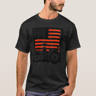 T-shirt tracteur patriotique vintage sur une ferme drapeau