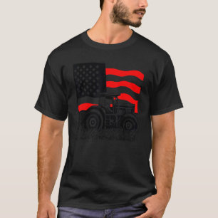 T-shirt tracteur patriotique vintage sur une ferme drapeau
