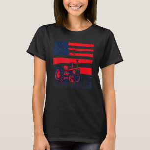 T-shirt tracteur patriotique vintage sur une ferme drapeau