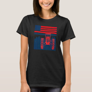 T-shirt tracteur patriotique vintage sur une ferme drapeau