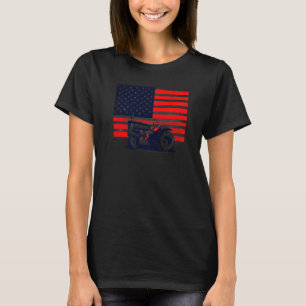 T-shirt tracteur patriotique vintage sur une ferme drapeau