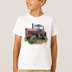T-shirt Tracteur rouge de Massey Ferguson dans le domaine