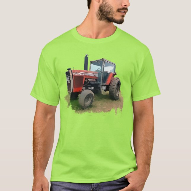 T-shirt Tracteur rouge de Massey Ferguson dans le domaine (Devant)