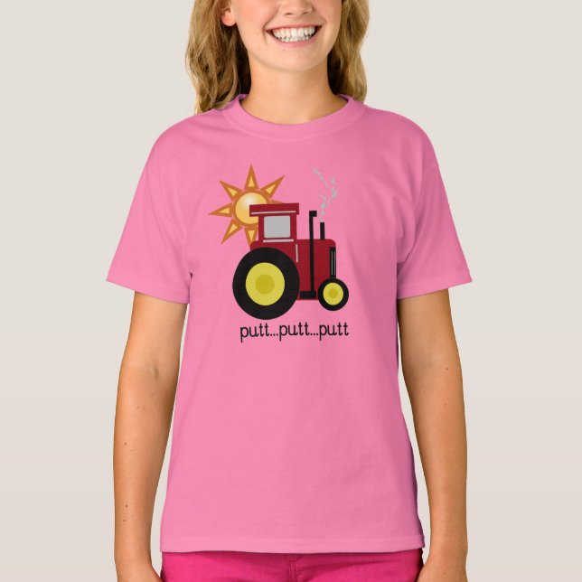 T-shirt Tracteur rouge de putt de putt (Devant)