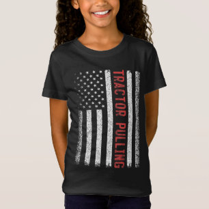 T-Shirt Tracteur tirant le drapeau américain 4 juillet Coo