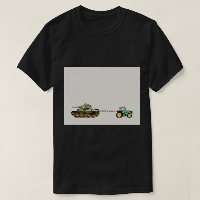 T-shirt Tracteur tirant un char, je suis avec l'Ukraine. T (Design devant)