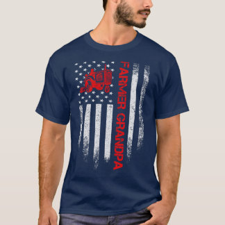 T-shirt Tracteur vintage américain Flag Farm