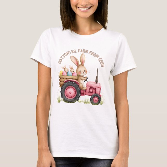 T-shirt Tracteur Vintage de la ferme de lapin de Pâques (Devant)