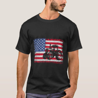 T-shirt Tracteurs agricoles Drapeau Usa Cadeau patriotique