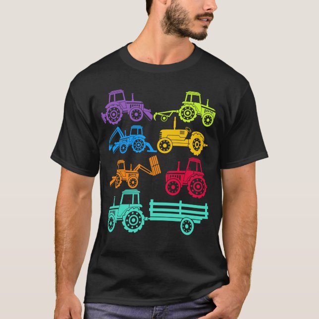 T-shirt Tracteurs colorés Garçons Machinerie agricole (Devant)