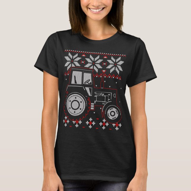 T-shirt Tractor Lover Vilain pull de Noël, Farmer Farmi (Devant)
