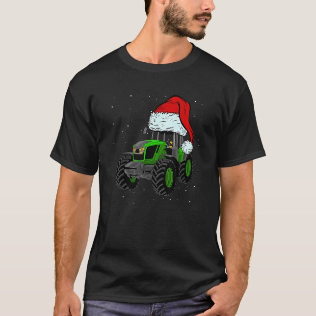 T-shirt Tractor Santa Hat Christmas Farmer Family  Farming (Devant)