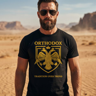T-shirt Tradition de l'aigle byzantin orthodoxe au-dessus 