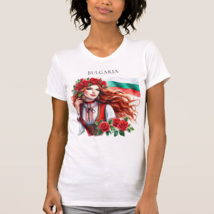 T-shirt Tradition du drapeau bulgare Folklore Femme Roses