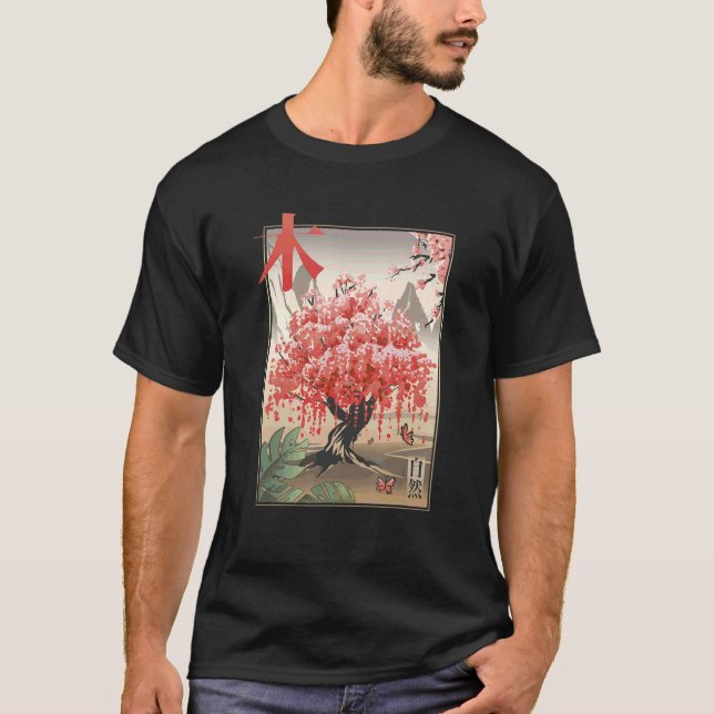 T-shirt Traditional Japanese Cherry Blossom Tree (Devant)