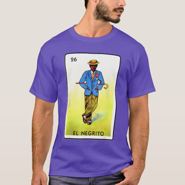 T-shirt Traditional Meican Card Game N26 El negrito retro (Devant)