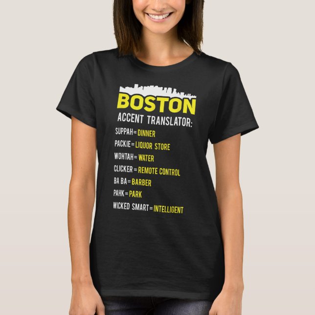 T-shirt Traducteur Boston Funny Boston Slang Bostonian Acc (Devant)