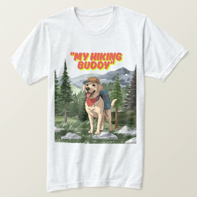 T-shirt Trail Buddy – Aventure de Labrador en randonnée (Design devant)
