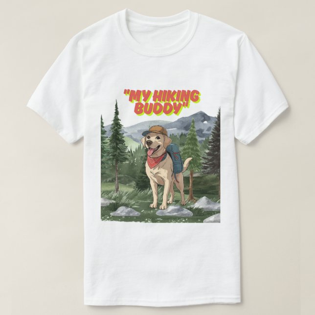 T-shirt Trail Buddy – Aventure de Labrador en randonnée (Design devant)