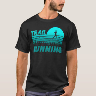 T-shirt Trail Running au coucher du soleil bleu avec des b