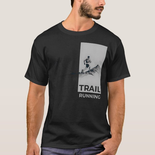 T-shirt Trail Running Draw Minimalist Runner Mountains (Devant)