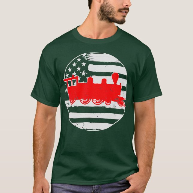 T-shirt Trailroad American USA Drapeau 4 juillet (Devant)
