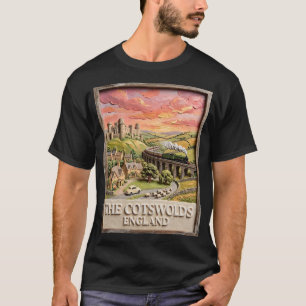 T-shirt Train à vapeur des Cotswolds Château Campagne Angl