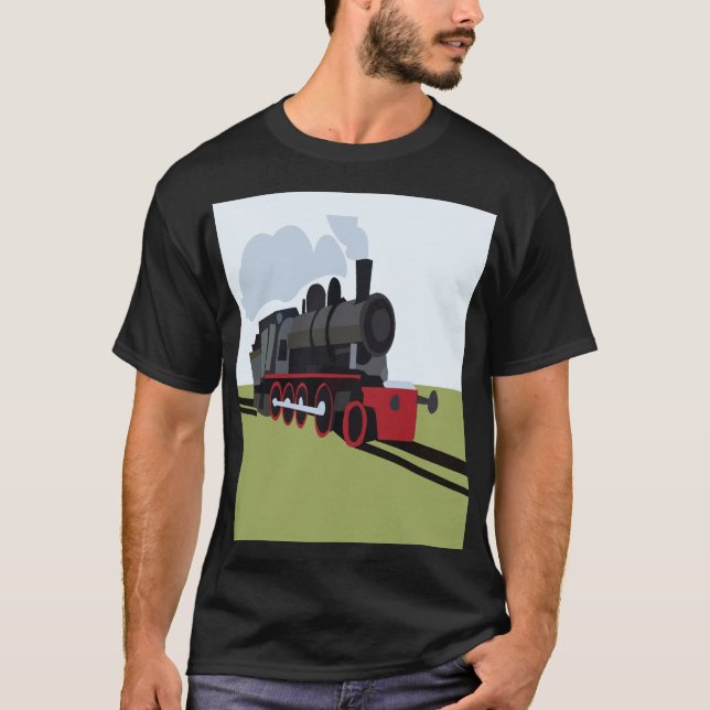 T-shirt Train à vapeur sur voie ferrée (Devant)