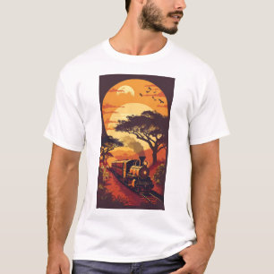T-shirt Train africain avec Lions, Zèbres et Giraffes T-S