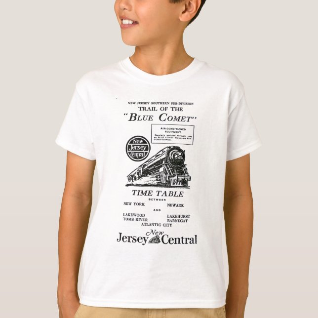 T-shirt Train bleu central de comète de New Jersey (Devant)