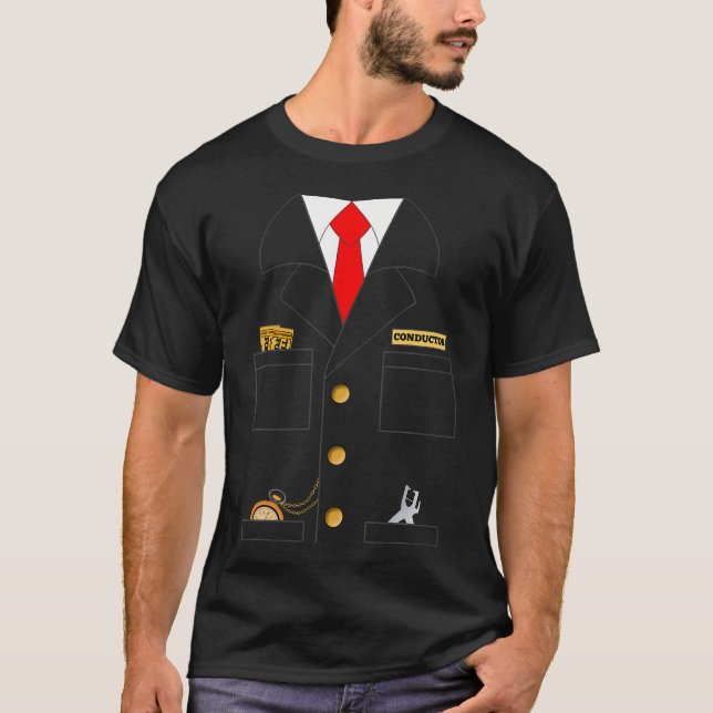 T-shirt Train Conducteur Chemise Costume Adultes Enfants (Devant)