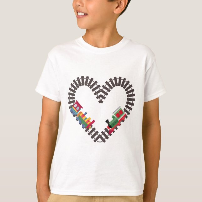 T-shirt Train de la Saint-Valentin Chemin de fer Cœur  (Devant)