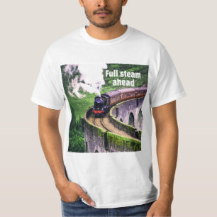 T-shirt Train de locomotives à vapeur complète sur pont