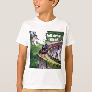 T-shirt Train de locomotives à vapeur complète sur pont
