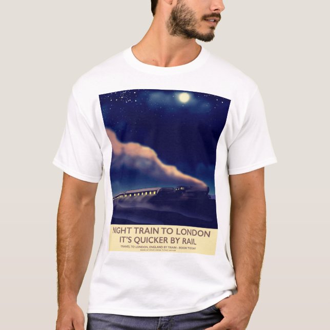 T-shirt Train De Nuit Pour Londres. (Devant)