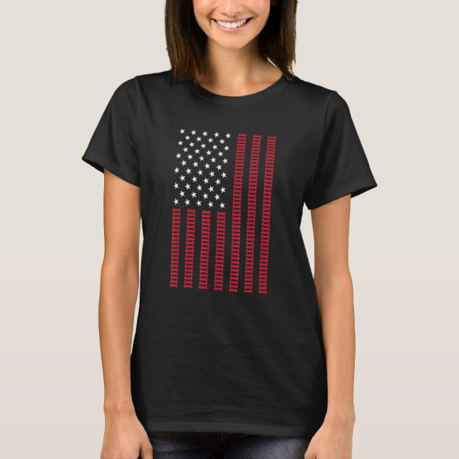 T-shirt Train drapeau patriotique de chemin de fer modèle  (Devant)