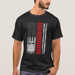 T-shirt Train ferroviaire USA Drapeau américain Conducteur