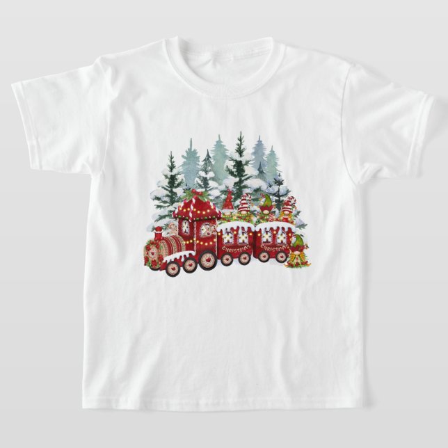 T-shirt Train Festif gnome de Noël (Poser)