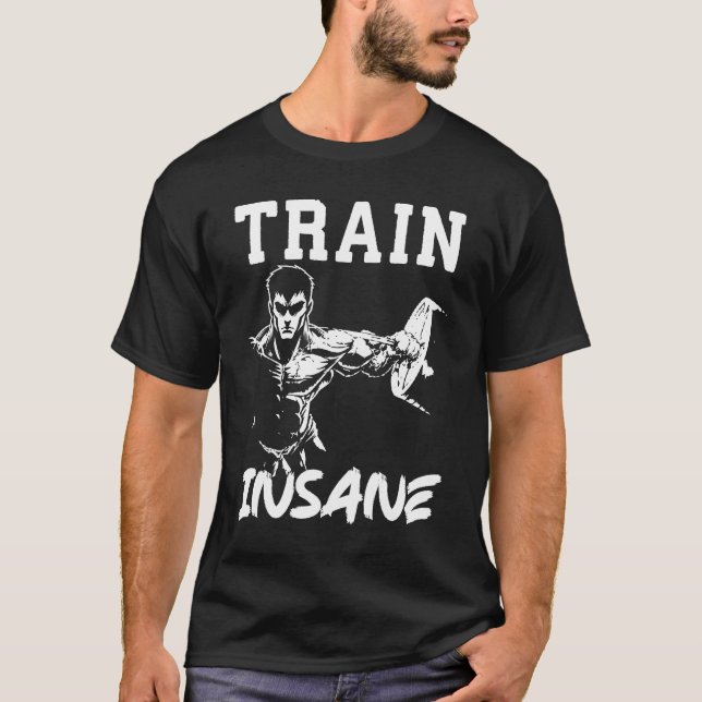 T-shirt Train fou - Anime Bodybuilding Gym entraînement (Devant)