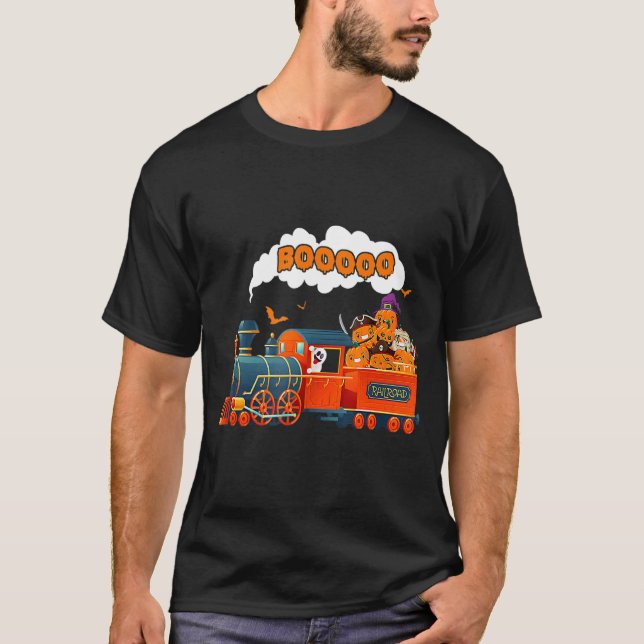 T-shirt Train Halloween Boom Ghost Citrouille Toddler Kids (Devant)