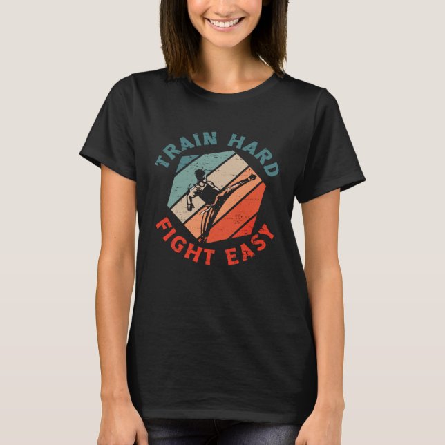 T-shirt Train Hard Fight Easy Aikido Karate Jiu Jitsu (Devant)