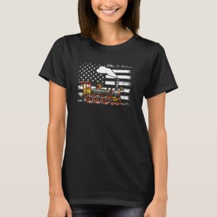 T-shirt Train Locomotive Engine Usa Drapeau Américain 4e D