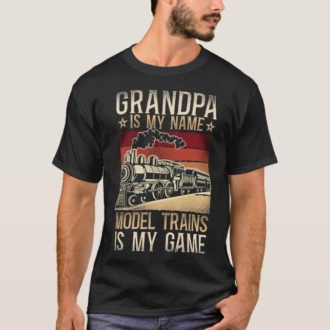 T-shirt Train Locomotive Grand-père Est Mon Nom Modèle Tra (Devant)